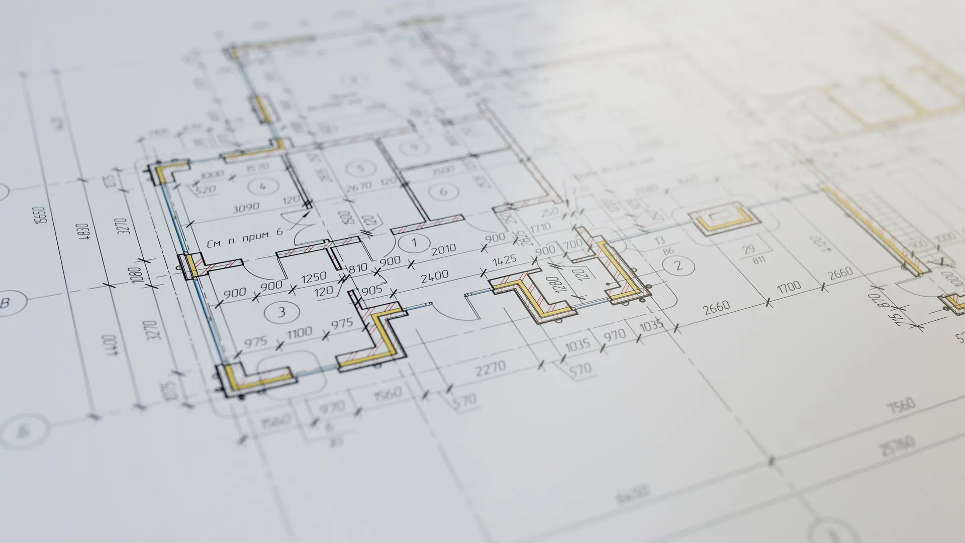 Close-up of an architectural floor plan